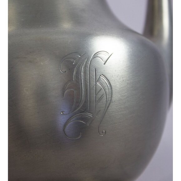 BRS Bernard Rice Sons Pewter Coffee Pot B212 10" Tall c. 1910 Monogram - Picture 8 of 8